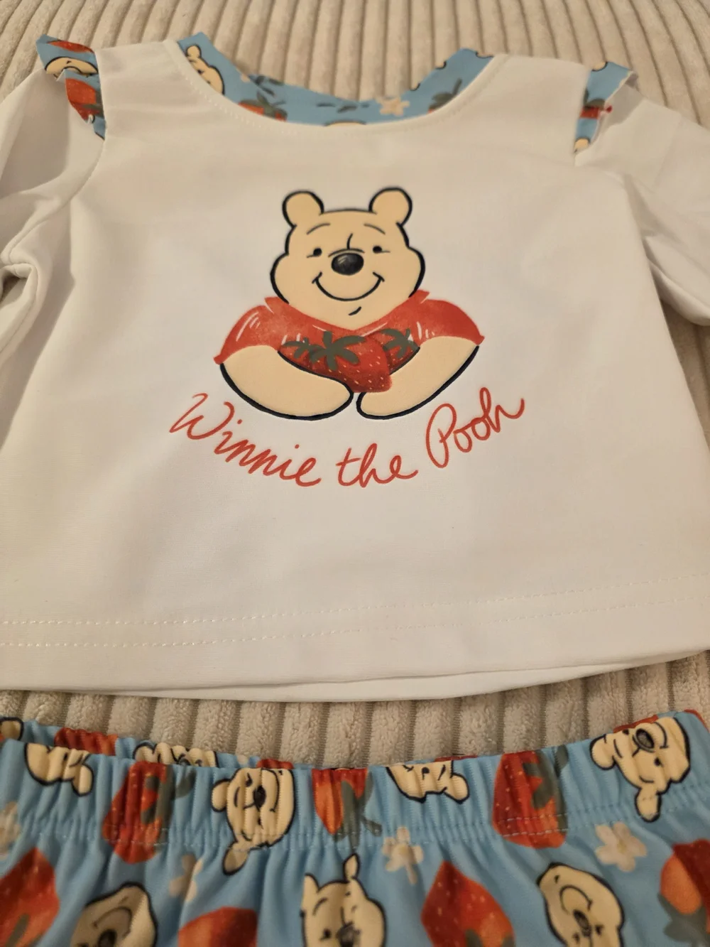 Disney Winnie the Pooh Blue & White Kids Swim Bikini Set with Red Accents